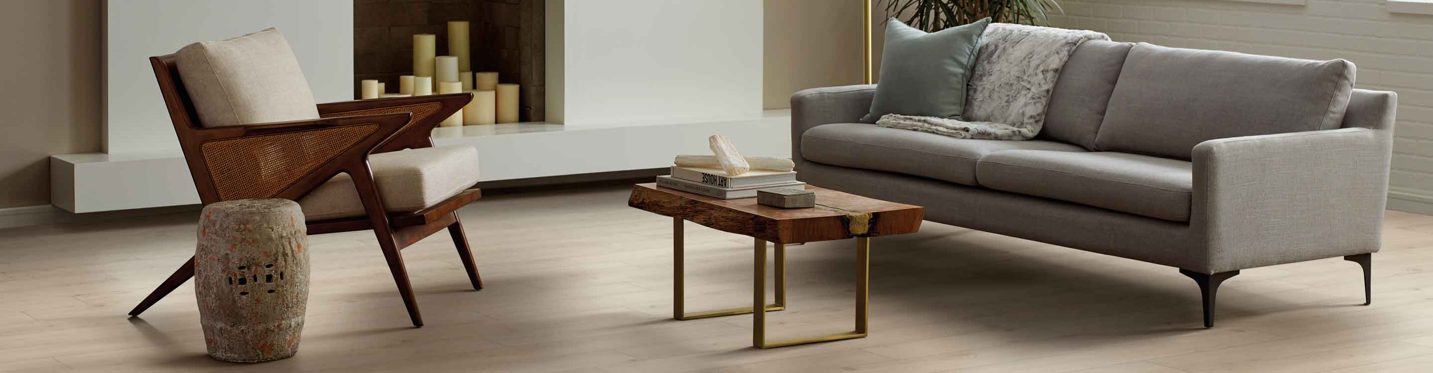 vinyl floors in a minimalist living room